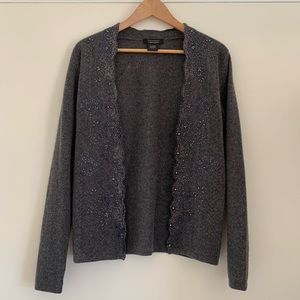 Cashmere by Bloomingdale’s grey beaded sweater small